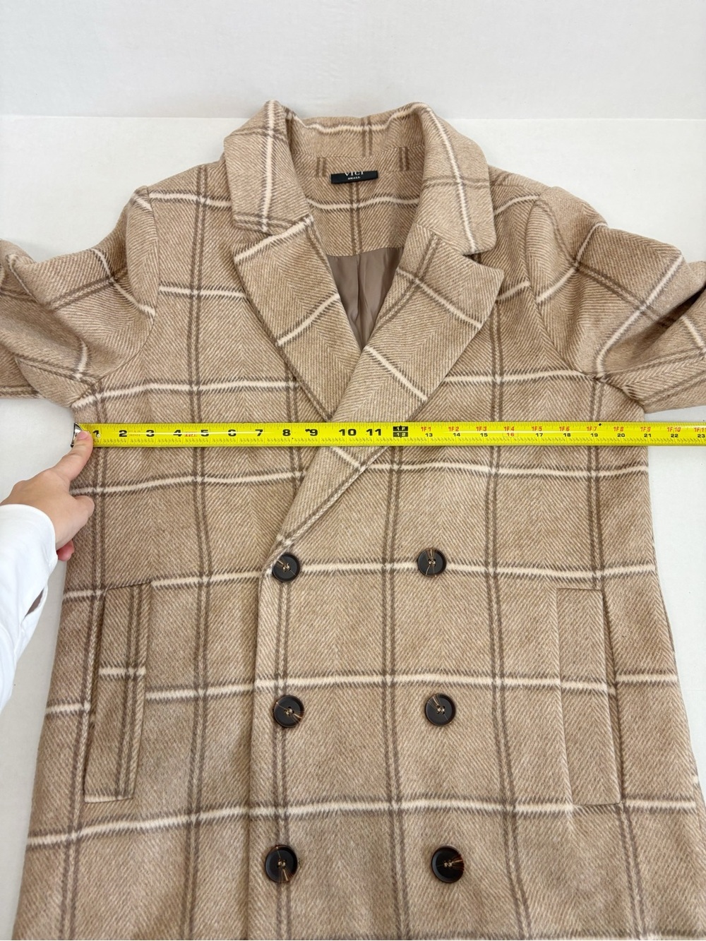 VICI Autumn Root Plaid Longline Trench Coat in Sand Size S - Picture 10 of 11